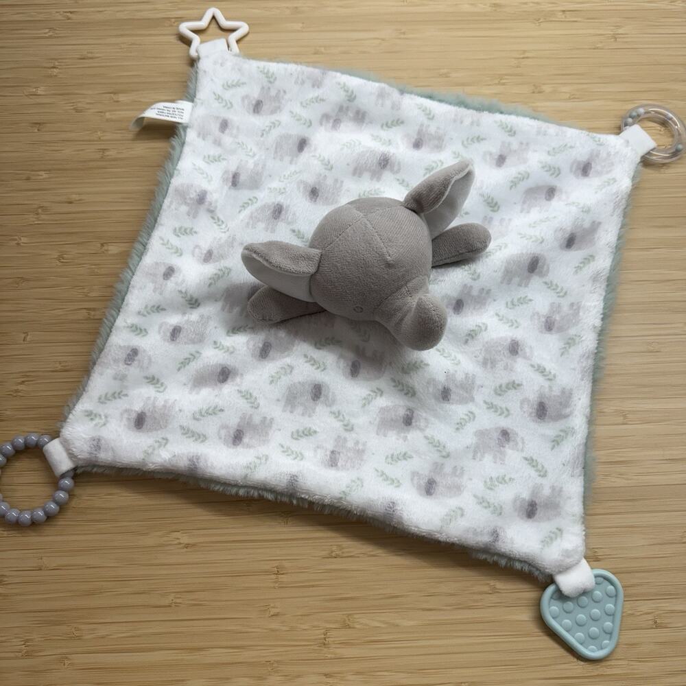 Dream Gro Elephant Lovey Mint Green Security Blanket Activity Teether